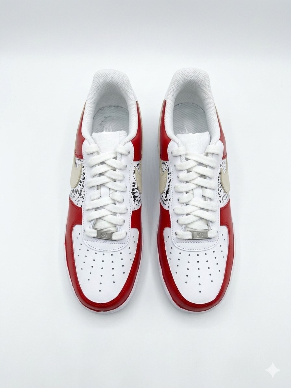 Custom Painted Nike Air Force 1 Low Red White Speckled Women’s Size 9